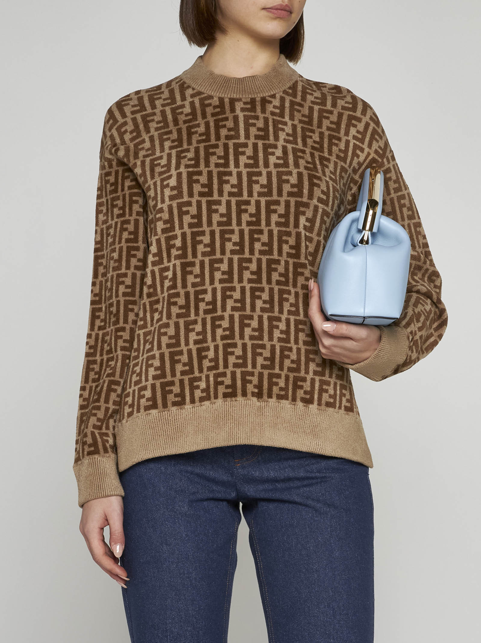 Fendi Ff Pattern Crewneck Jumper In Brown
