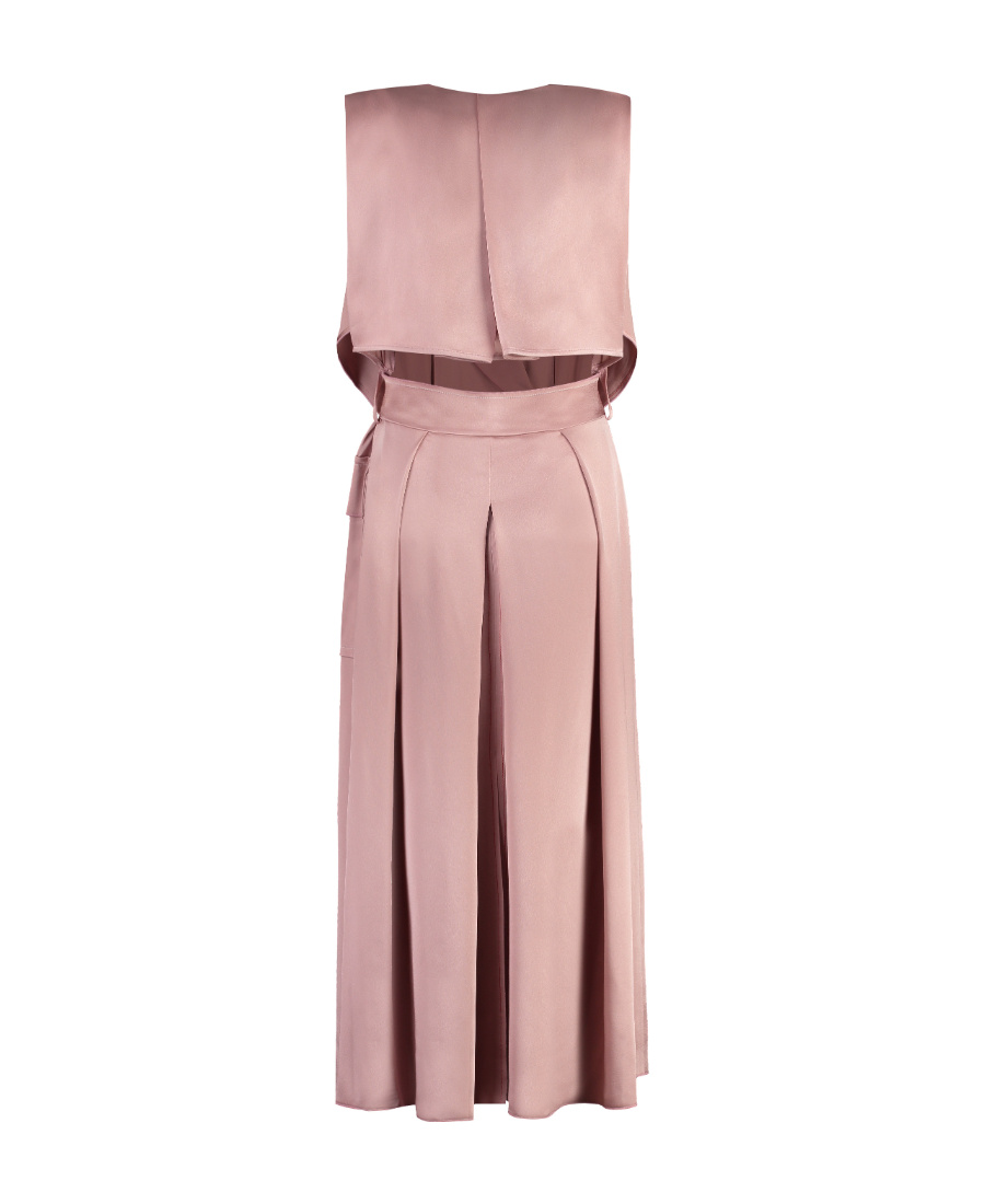 Victoria Beckham Sleeveless Satin Midi Wrap Trench Dress In Pink
