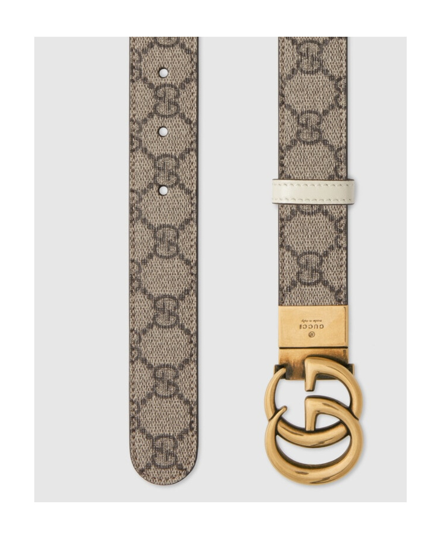Shop Gucci Gg Marmont Reversible Belt In Nude