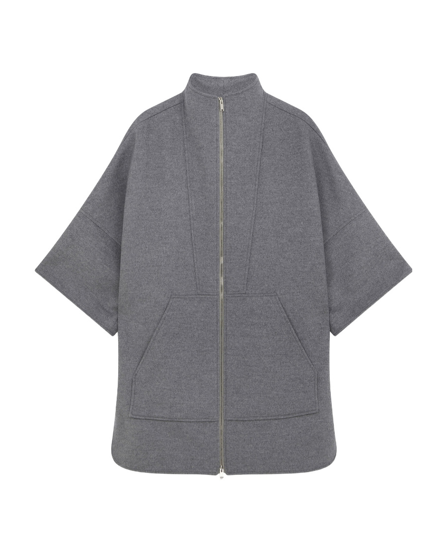 Stella Mccartney High-collar Wool Casual Jacket In Gray