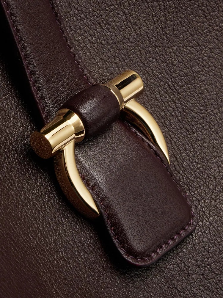 Ferragamo Logo Buckle Large Handbag In Black