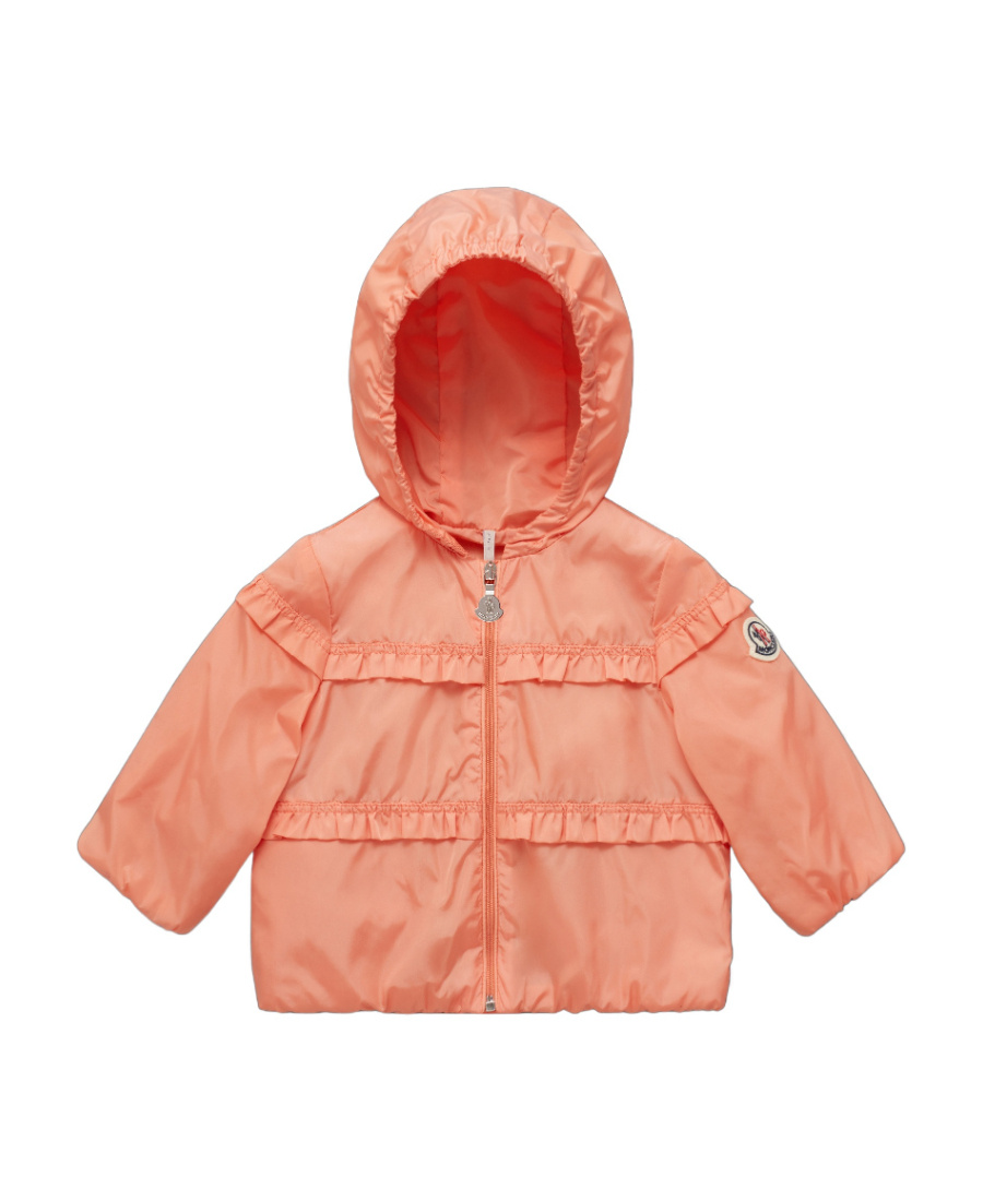 Moncler Ruffle-detail Hooded Jacket In Pink