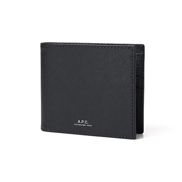Apc A.p.c. Minimalist Black Aly Wallet With Embossed Logo In Black
