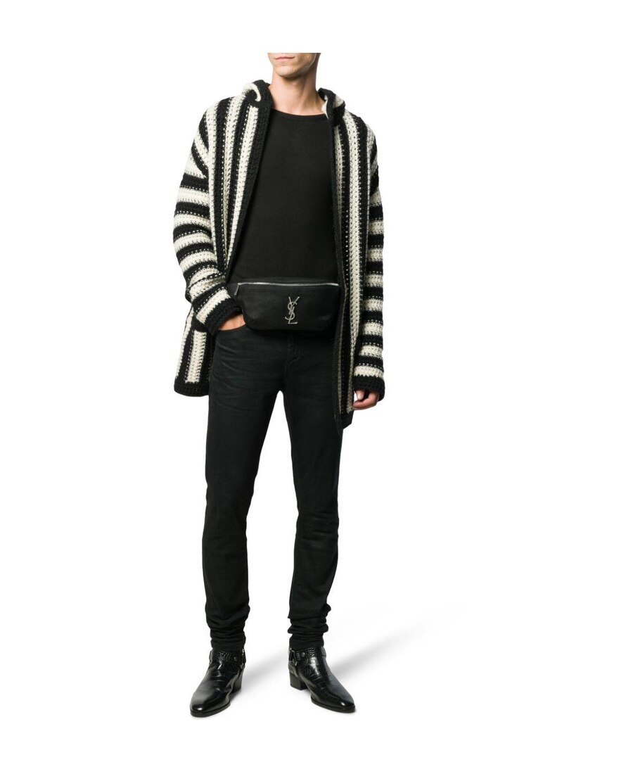 Saint Laurent Monogram Canvas Belt Bag In Black