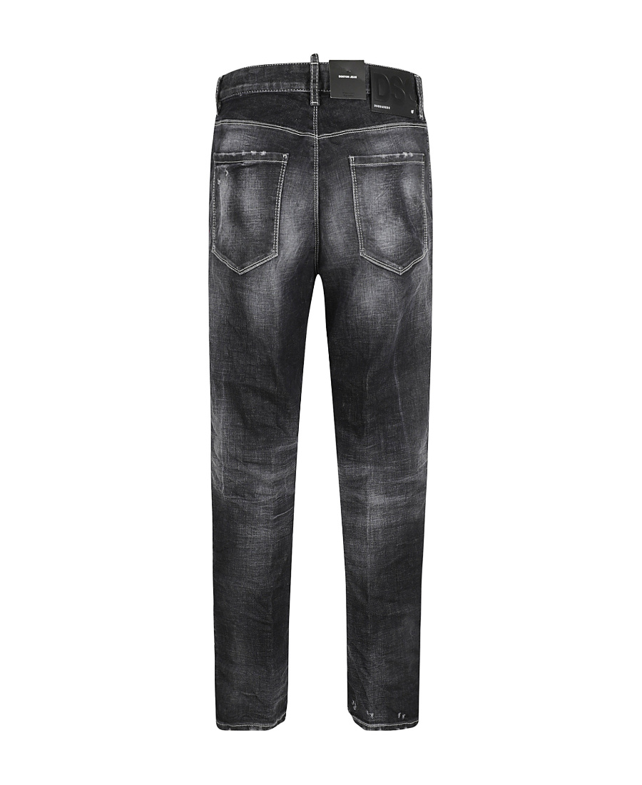 Dsquared2 Crease-effect Logo-patch Cropped Jeans In Black