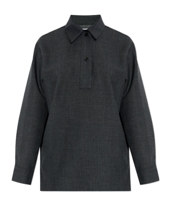 Studio Nicholson Long Sleeve Polo Shirt In Black
