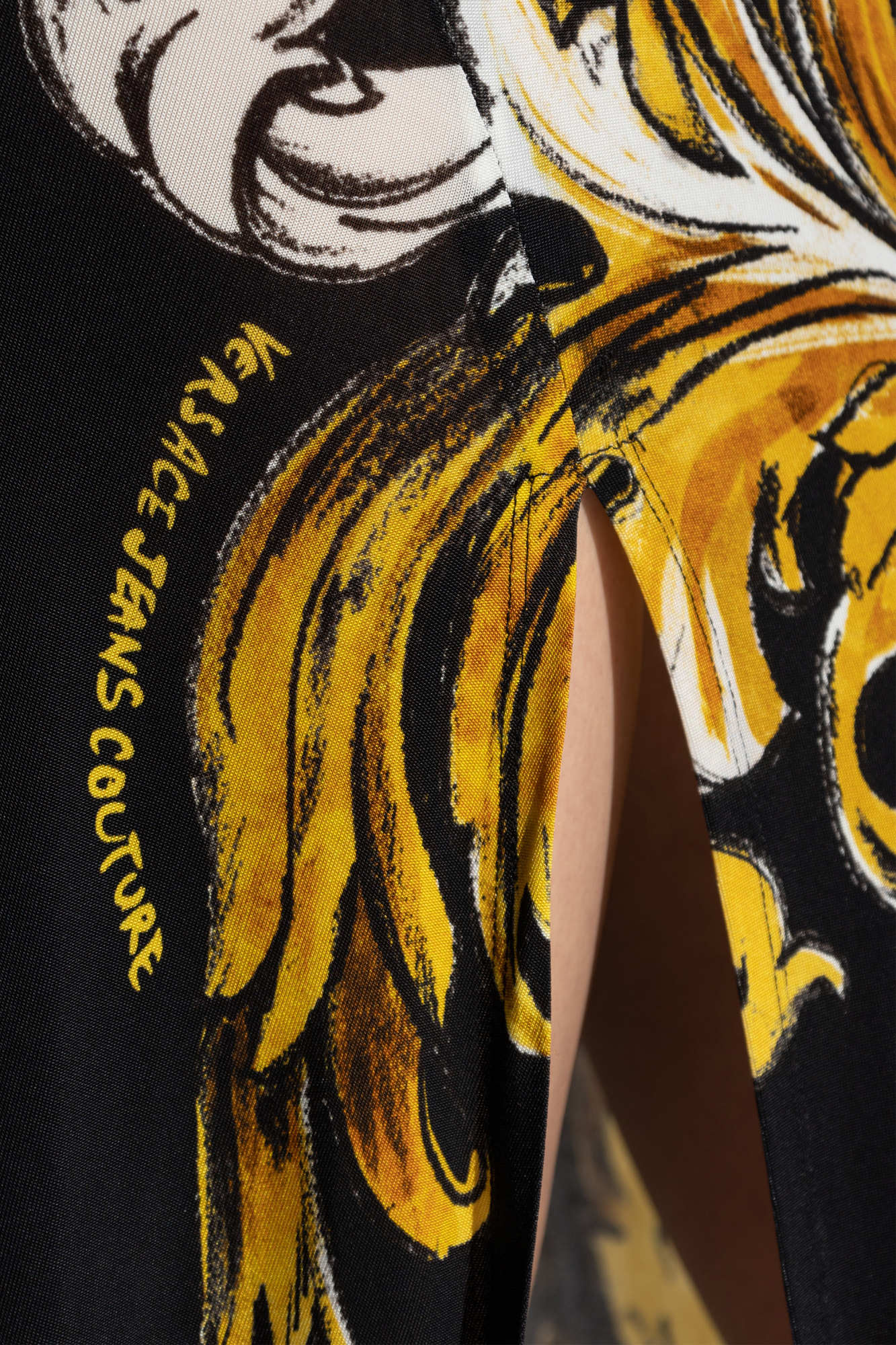 Versace Jeans Couture Maxi Dress With Signature Barocco Print In Black