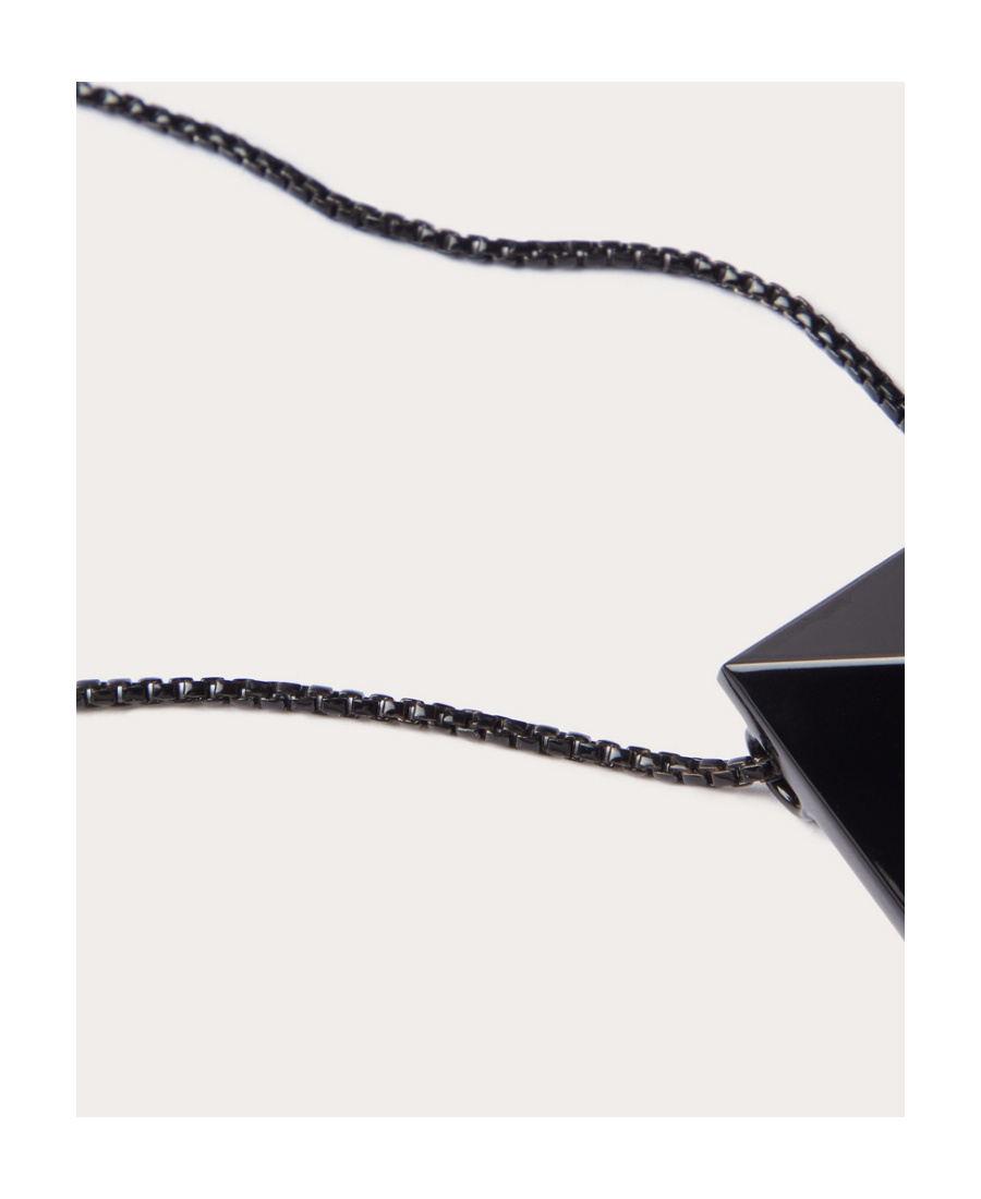 Valentino Logo Metal Necklace In Black