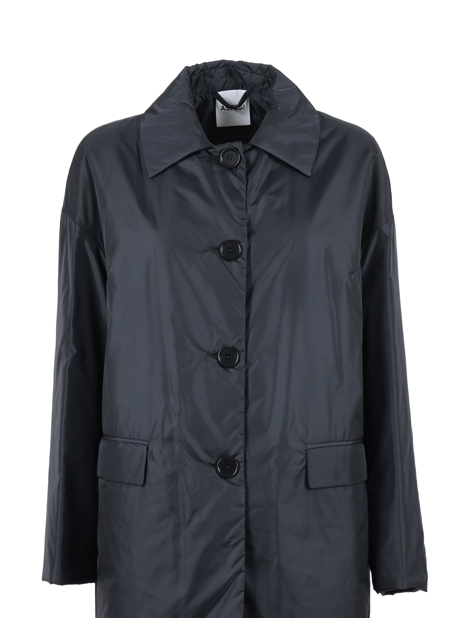 Aspesi Single-breasted Trench Coat In Black