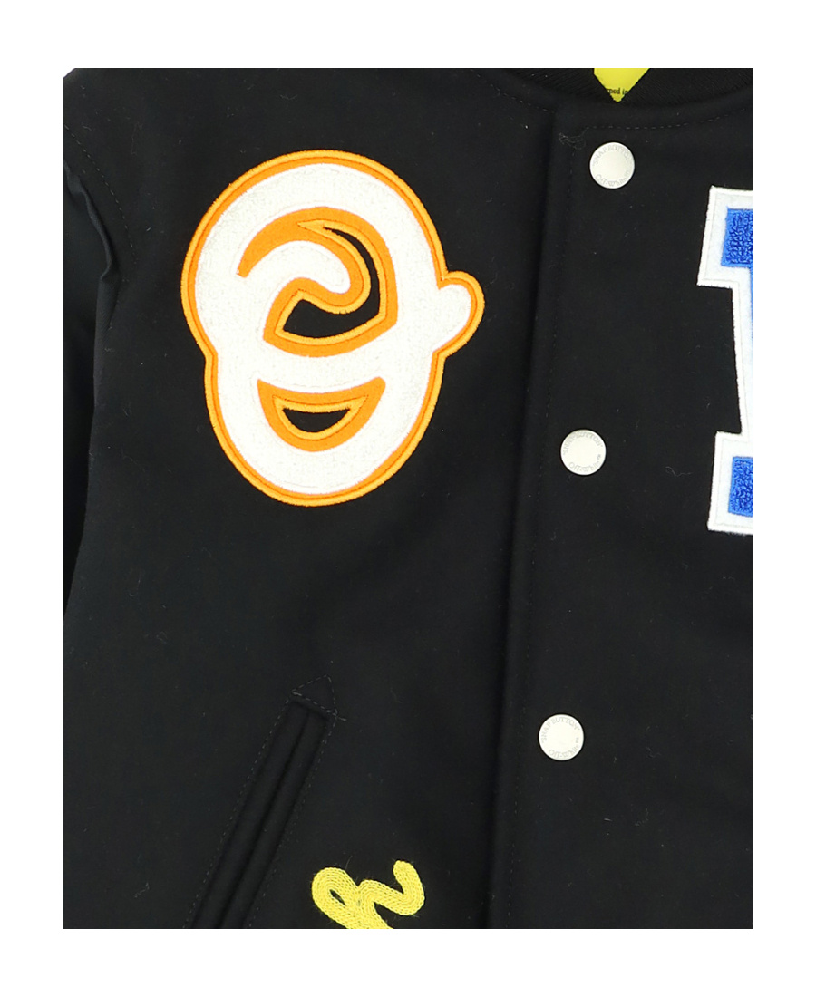 Off-white Ow Bomber Varsity Jacket In Black