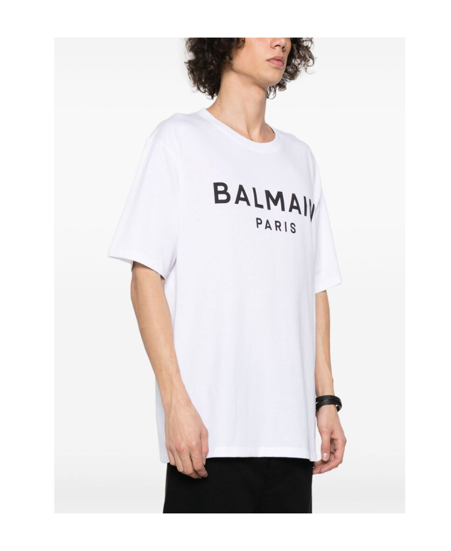Balmain Printed Cotton T-shirt In White