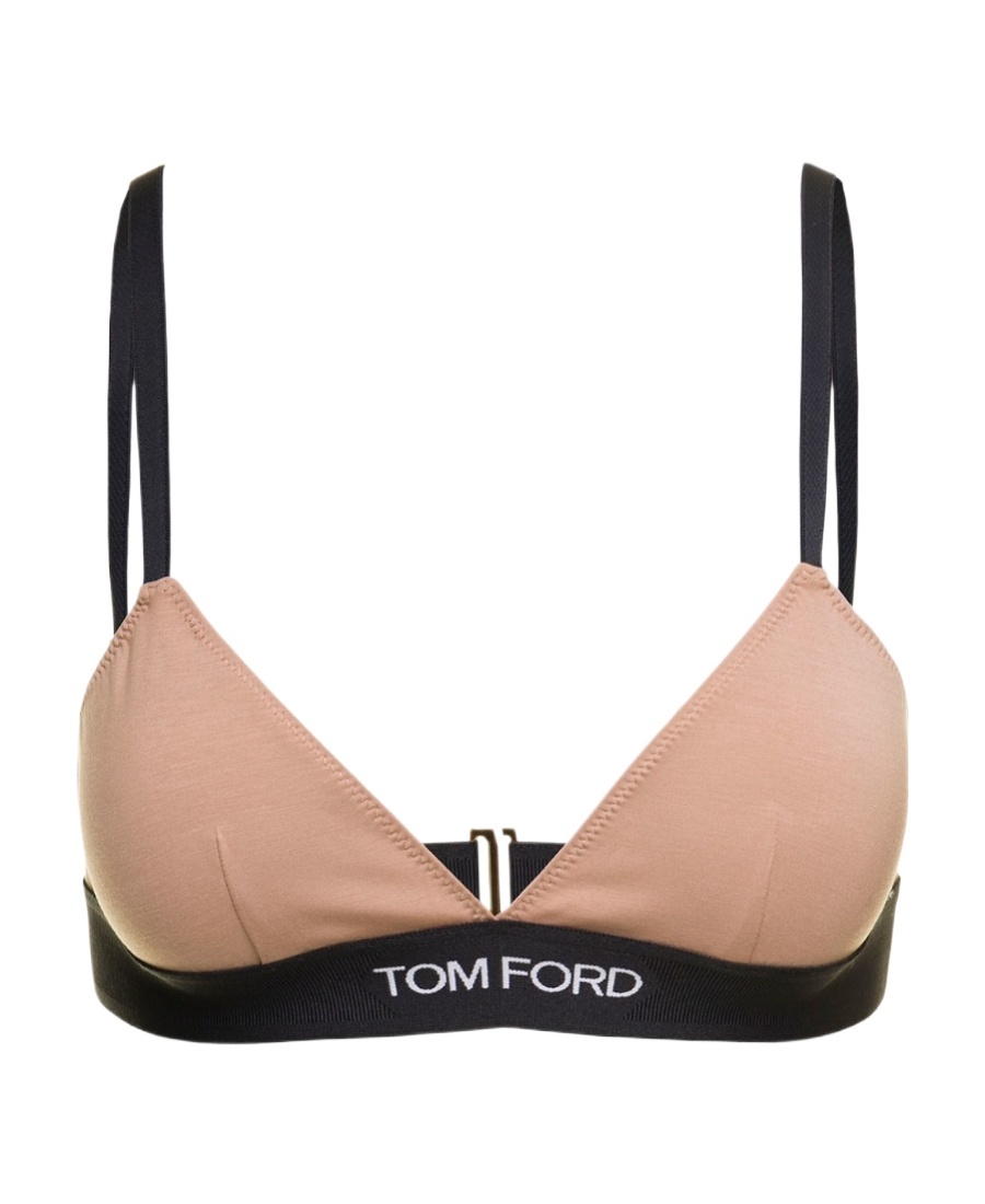 Tom Ford Logo-print Triangle Bra In Nude