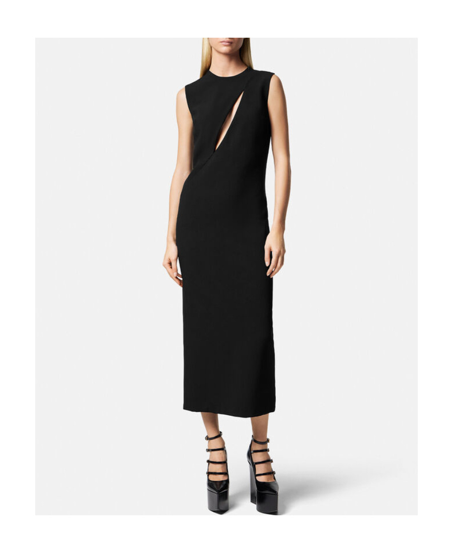 Versace Cut Out Midi Dress Skirts Black In Black