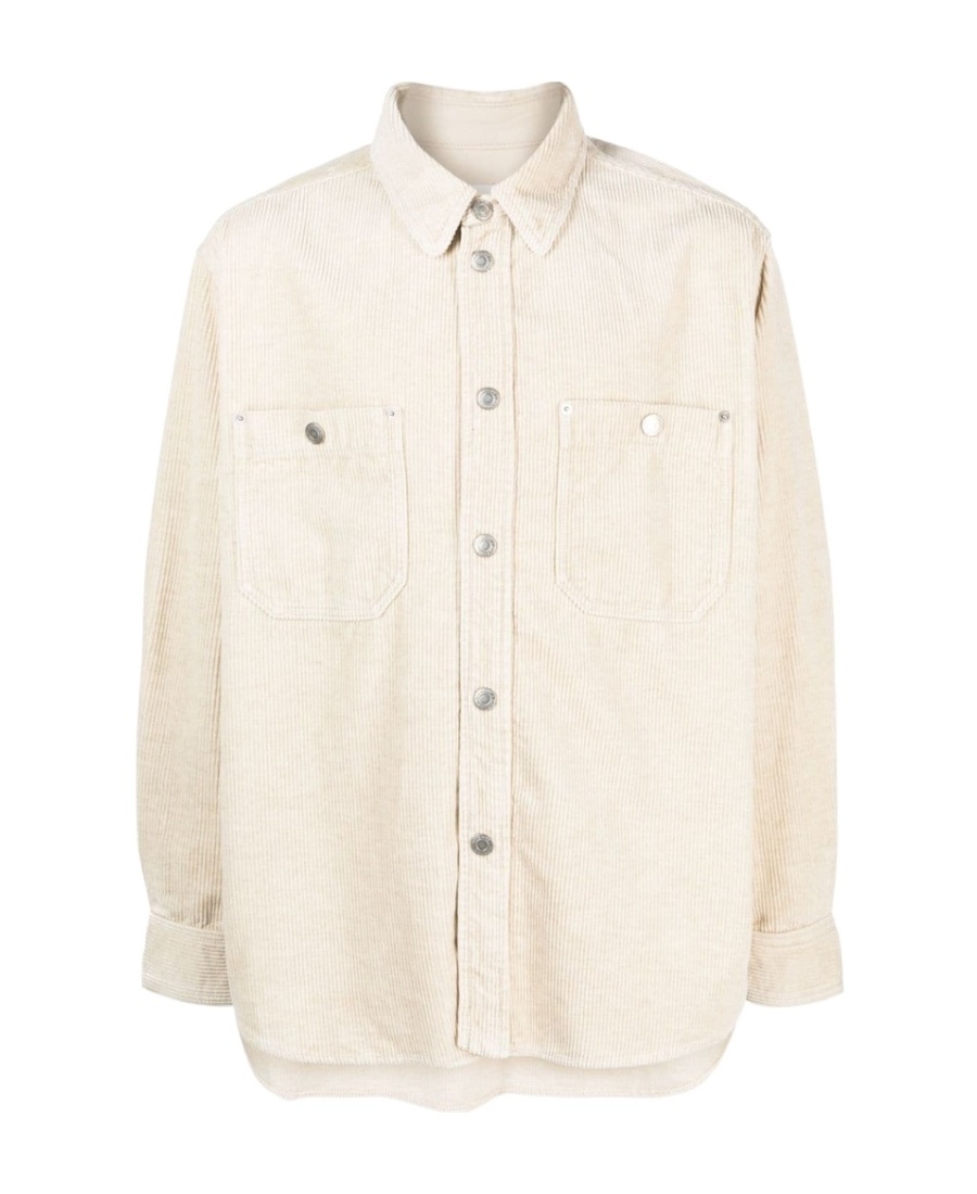 Isabel Marant Nario Cotton Corduroy Button-up Overshirt In White
