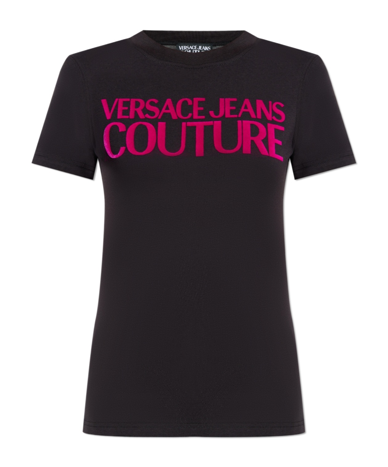 Versace Jeans Logo-flocked Cotton T-shirt In Black