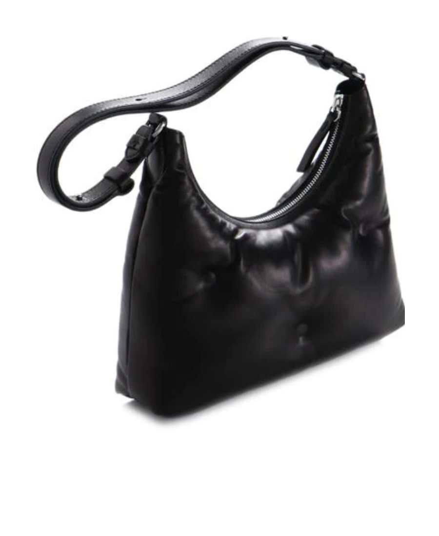 Maison Margiela Black Nappa Leather Small Glam Slam Hobo Shoulder Bag In Black