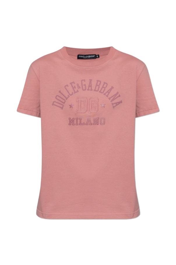 Dolce & Gabbana Open-necked Black Shirt In Pink