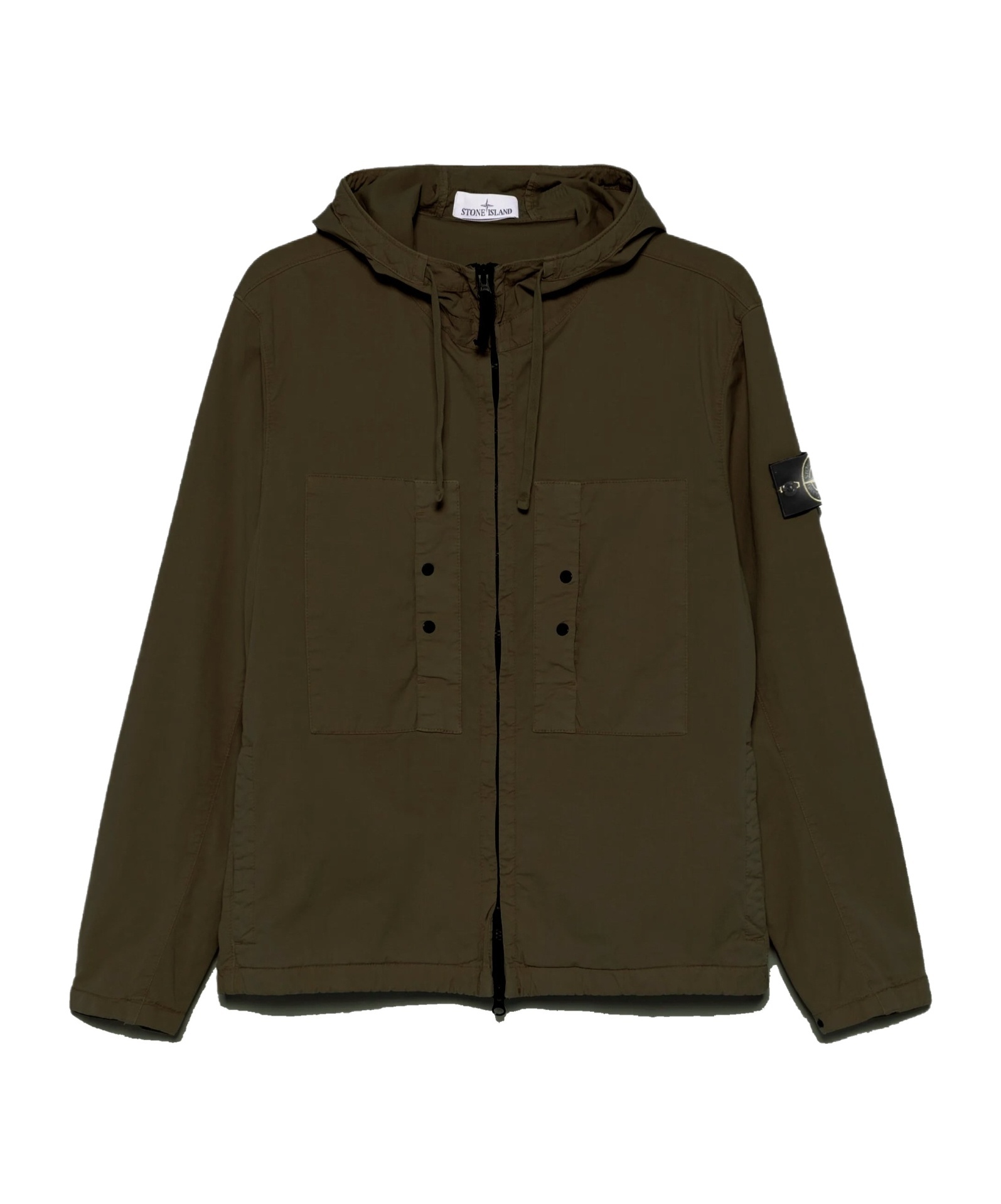 Stone Island Drawstring Jacket In Military Green