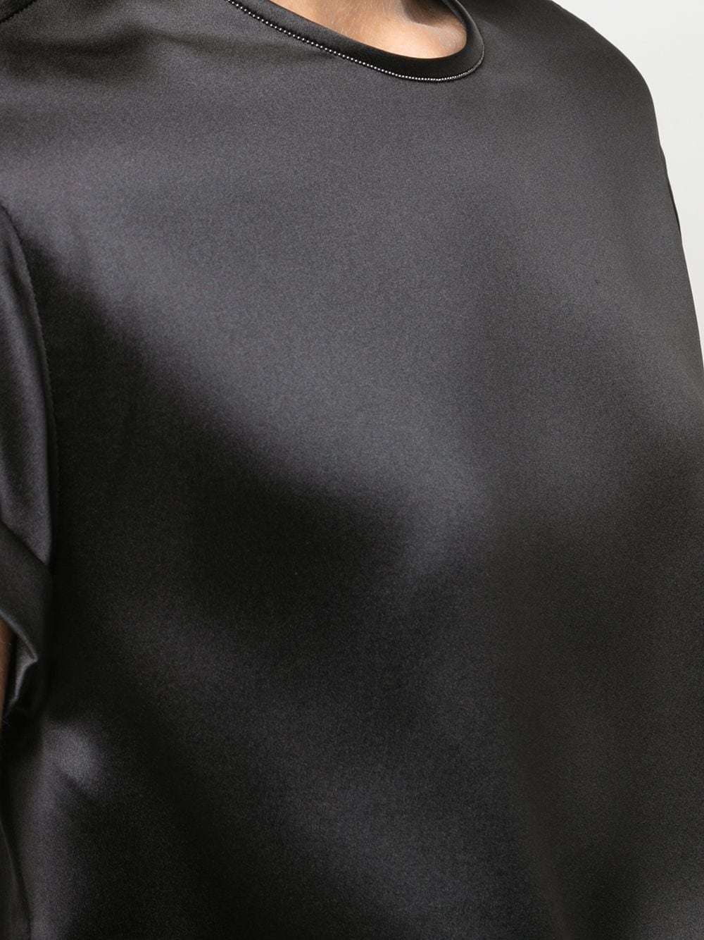 Brunello Cucinelli Sleeveless Top With Relaxed Fit And Satin In Black