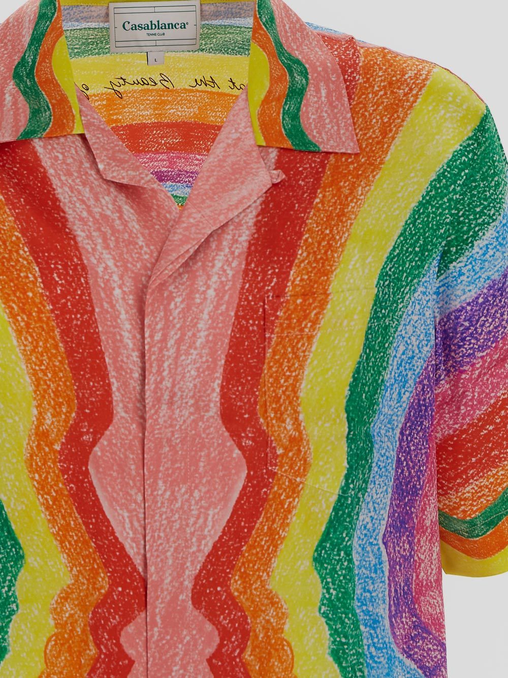 Casablanca Mind Vibrations Short Sleeve Silk Camp Shirt In Multicolor