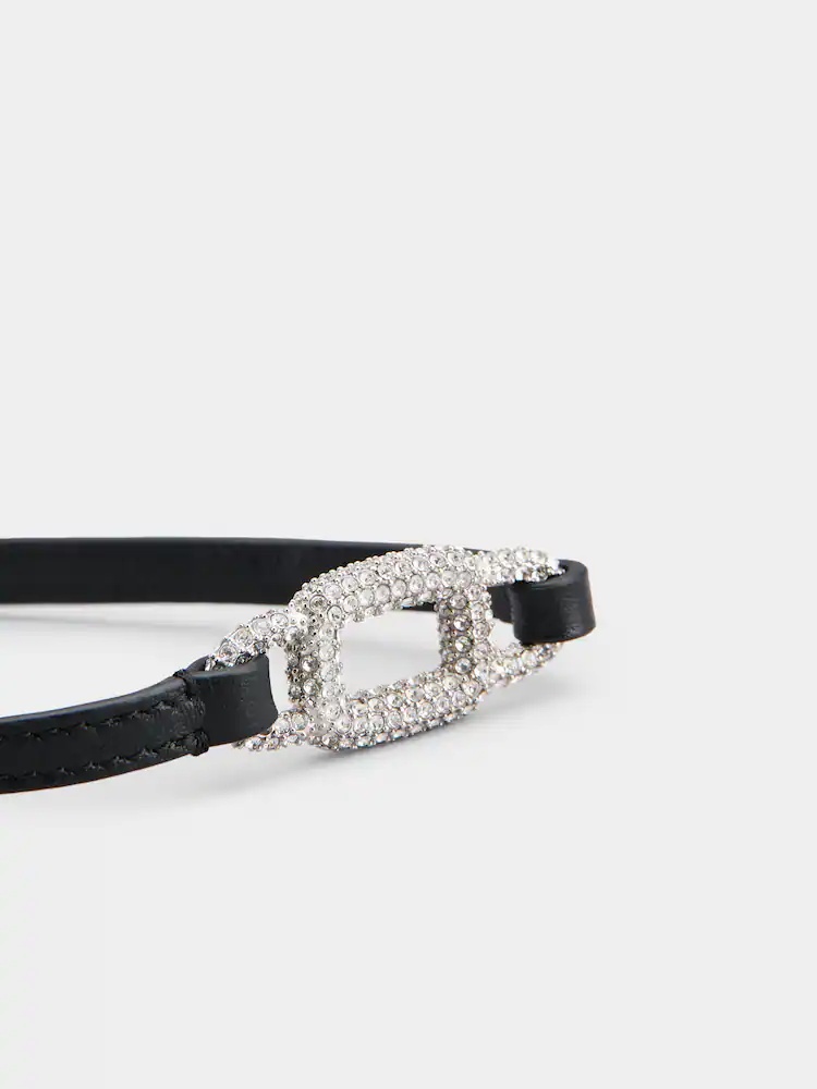 ROGER VIVIER VIV' CHOC STRASS BRACELET IN LEATHER