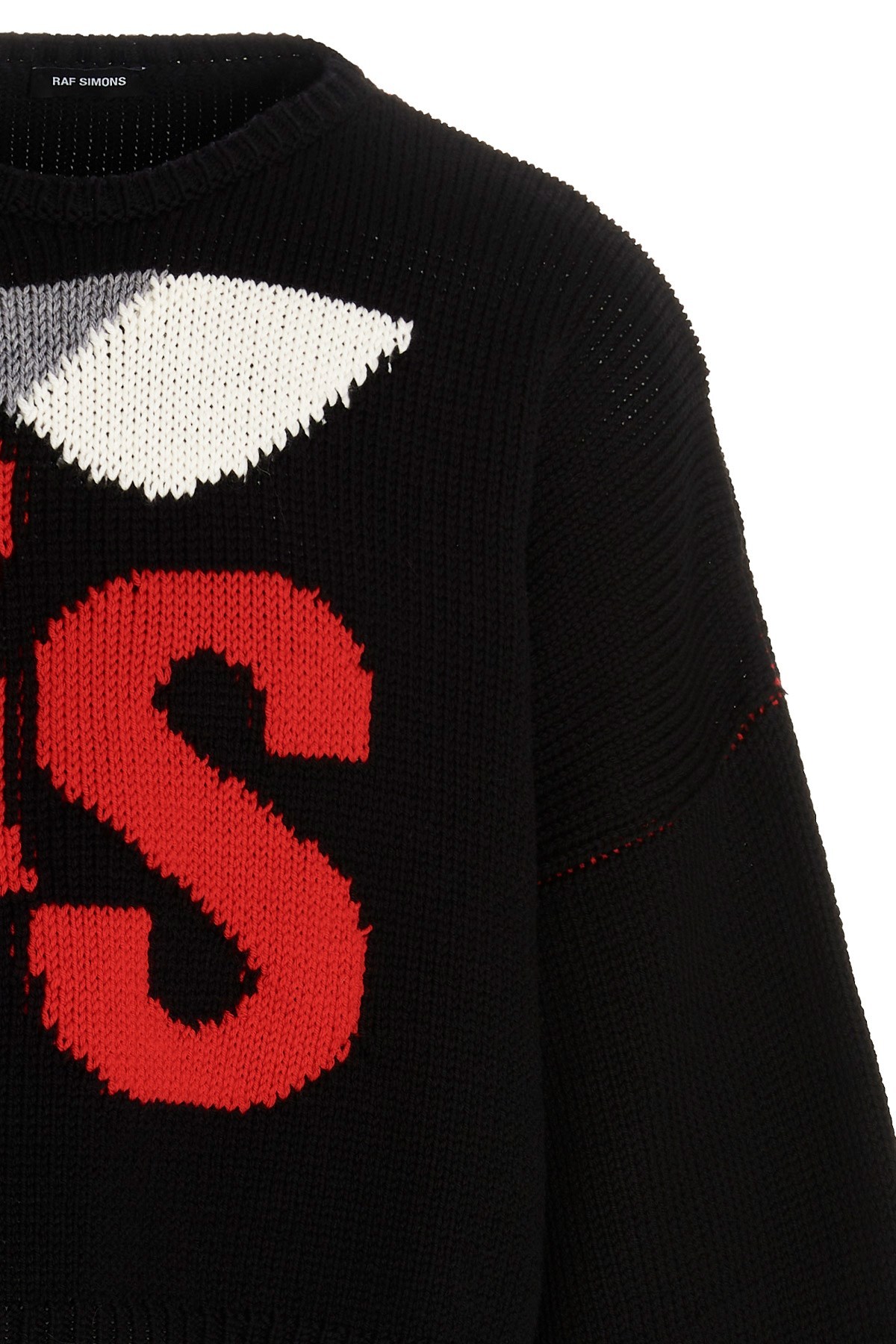 Raf Simons Logo-intarsia Wool Jumper In Black