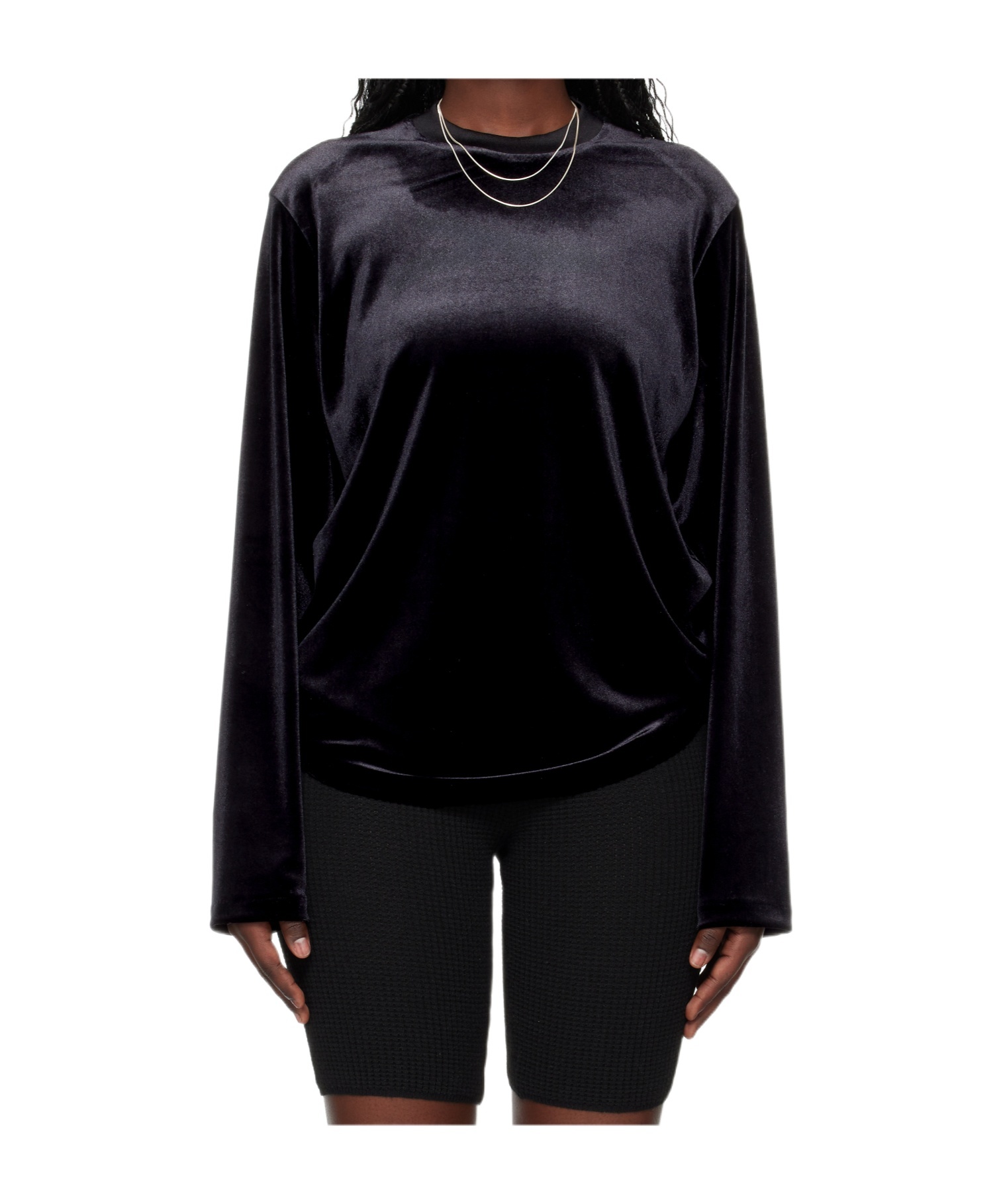 Essentials Womens Velour Classic Long Sleeve Tee In Black