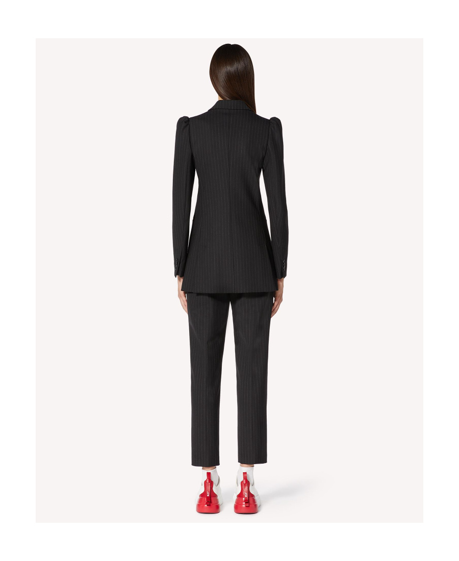 Red Valentino Striped Double-breasted Suit Jacket In Black