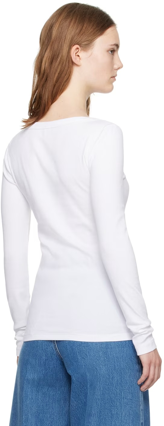 Totême Womens Ecru Ribbed Scoop-neck Stretch-wool Blend Top In White