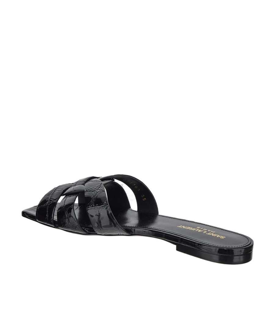 SAINT LAURENT TRIBUTE MULES IN CROCODILE EMBOSSED LEATHER