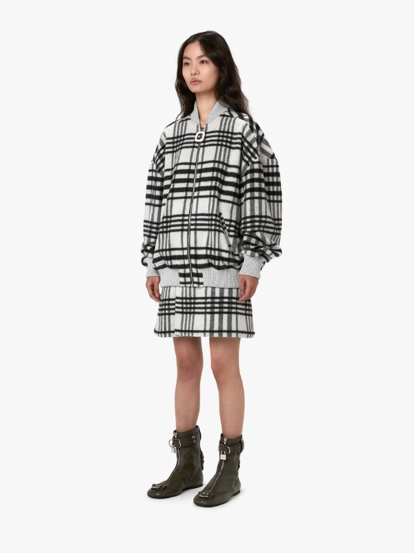 Jw Anderson Check-print Bomber Jacket In Gray