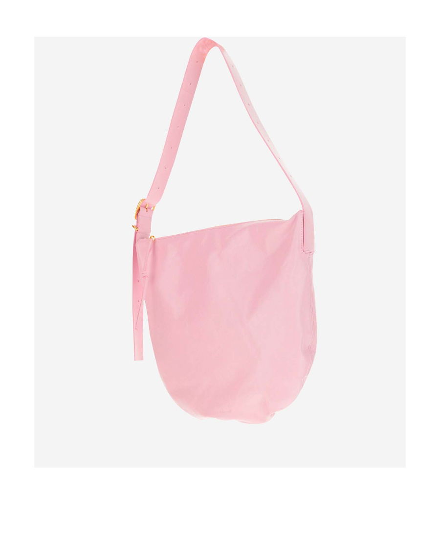 Jil Sander Medium Crinkled Leather Shoulder Bag In Pink