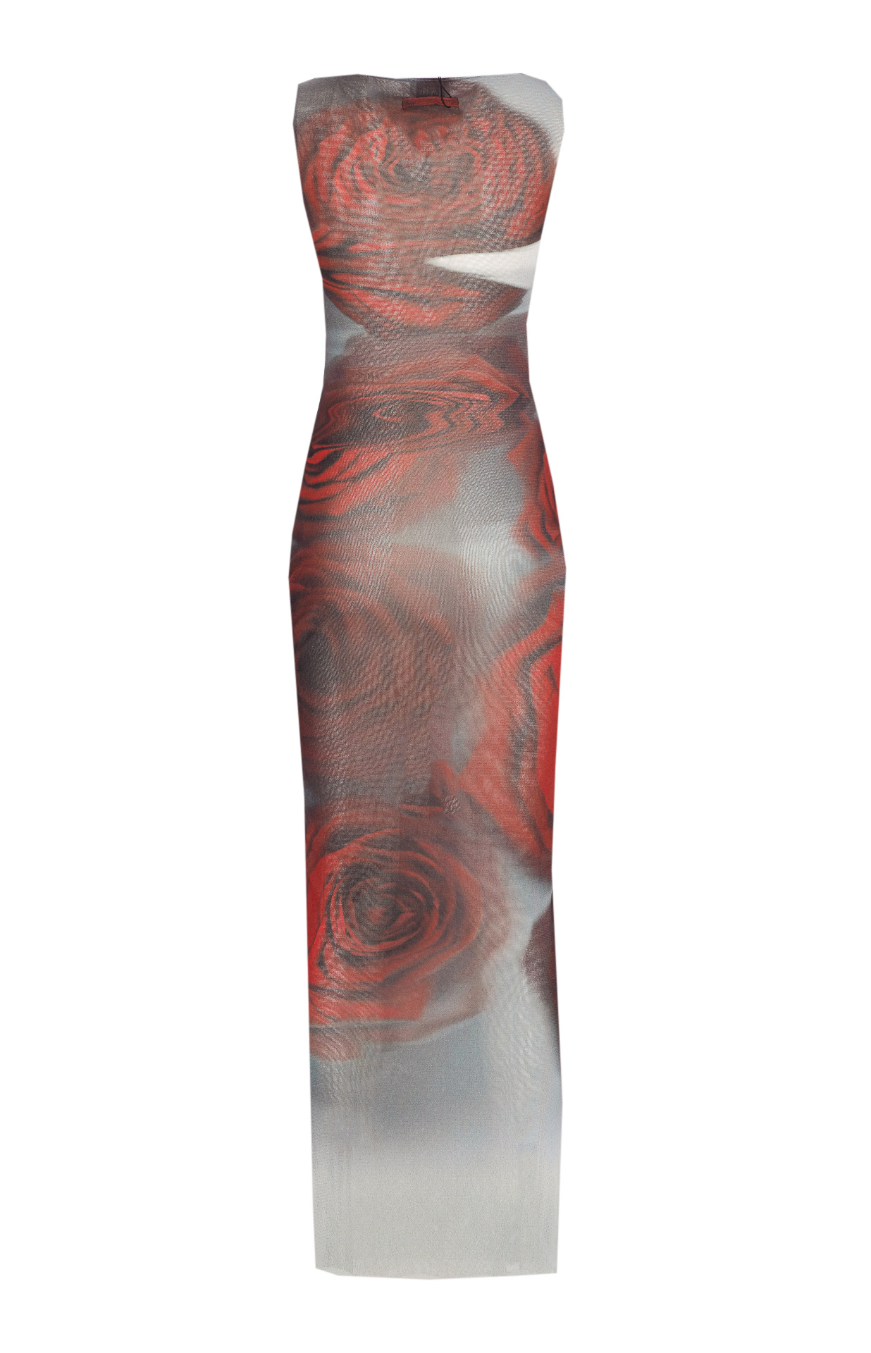 Jean Paul Gaultier Boat Neck Blurry Roses Printed Sleeveless Dress In Multi