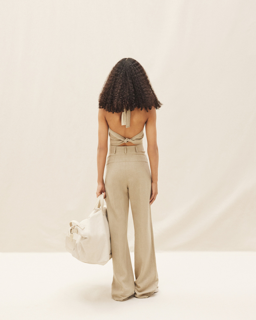 Jacquemus High-rise Straight-leg Trousers In Nude