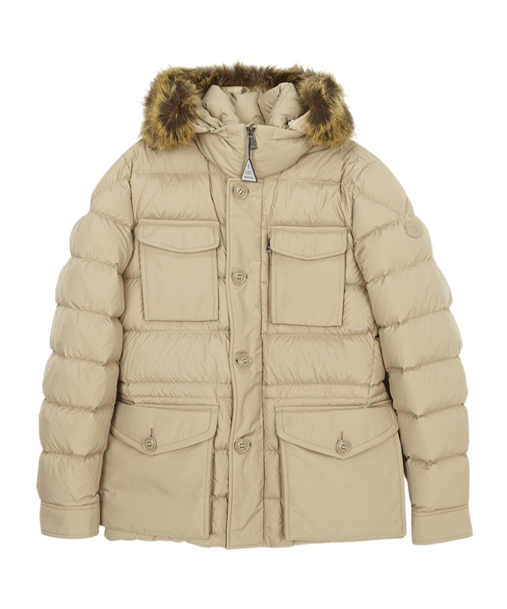 Moncler Hooded Down Jacket In Nude