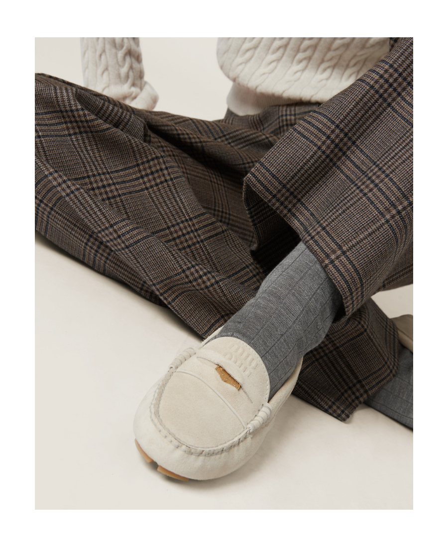 Miu Miu Logo-embossed Suede Penny Loafers In Nude