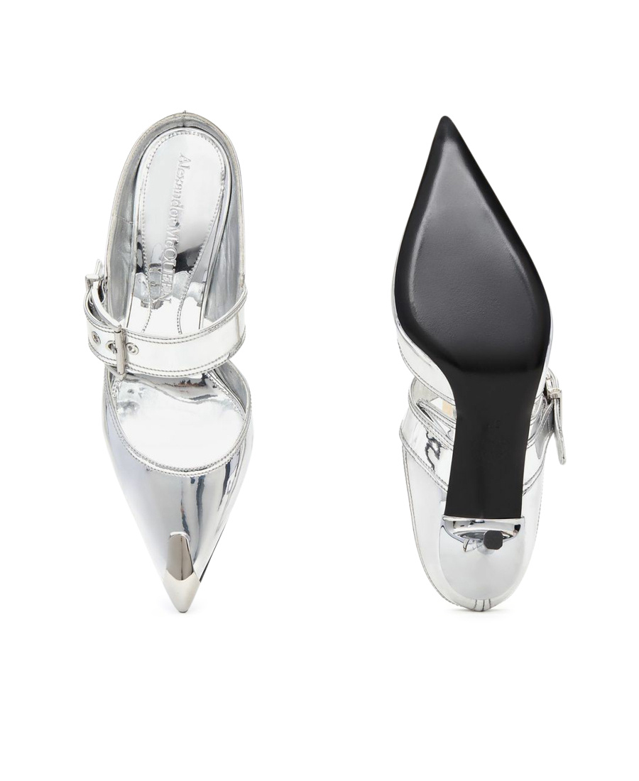 Alexander Mcqueen Metallische Mules In White