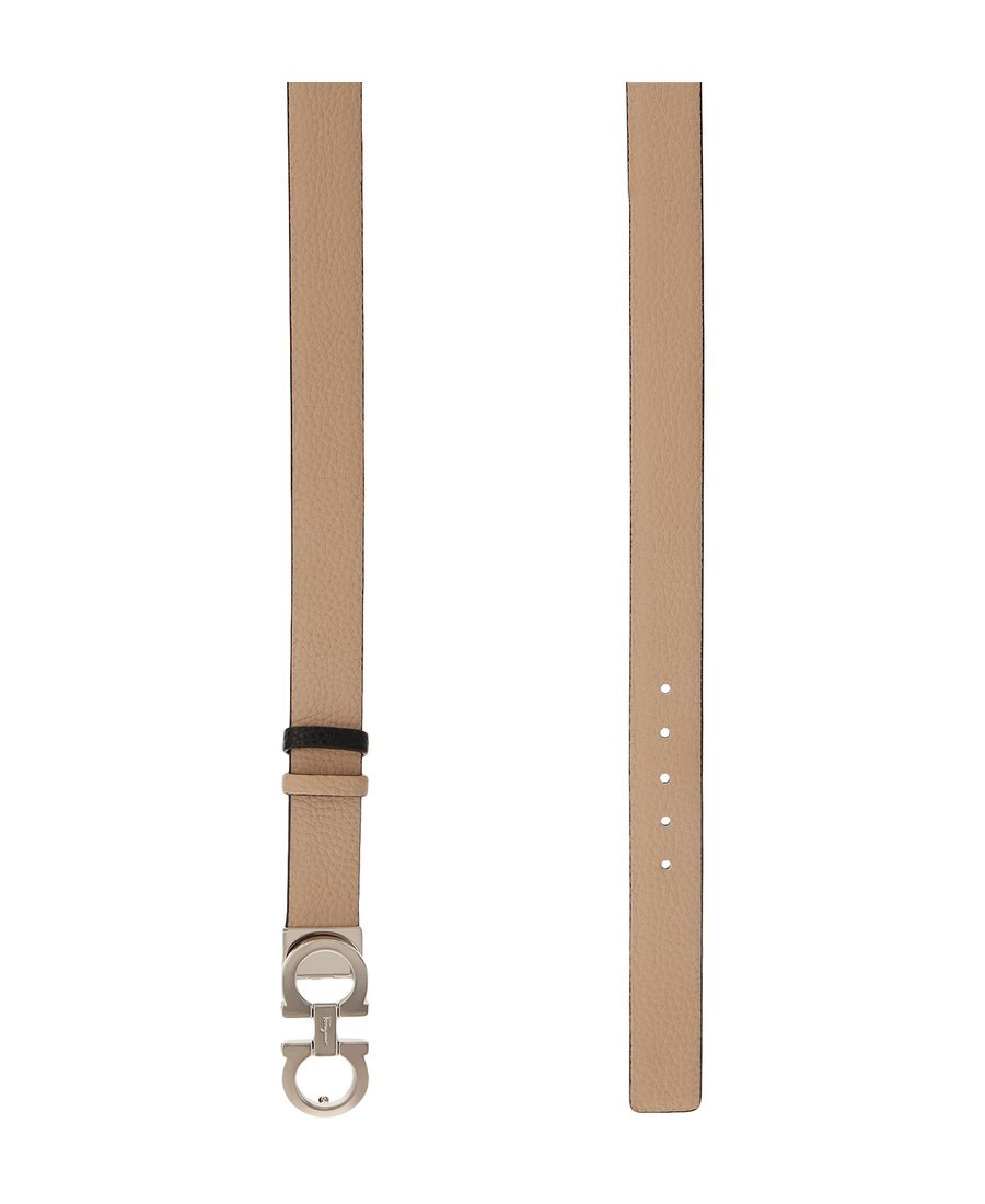Ferragamo Double-sided Buckle Logo Belt In Black