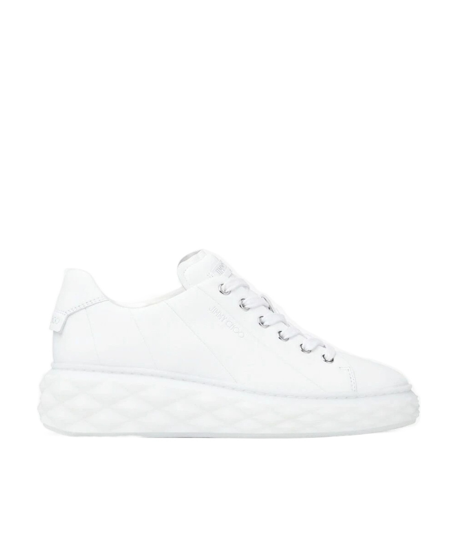 Jimmy Choo Diamond Light/f Leather Sneakers In White