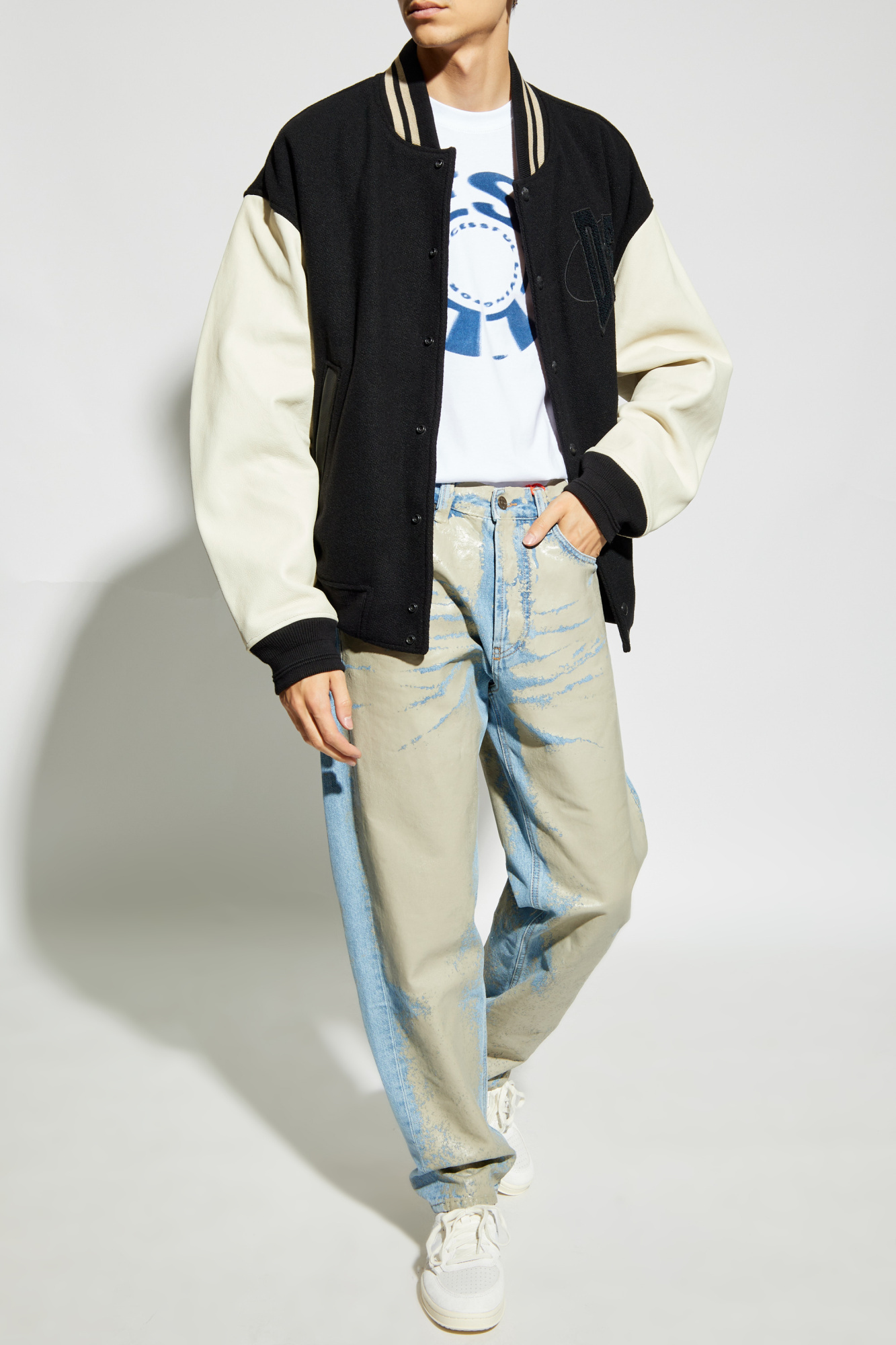 Diesel D-macs-fsf3 Denim Waist Jeans In Nude
