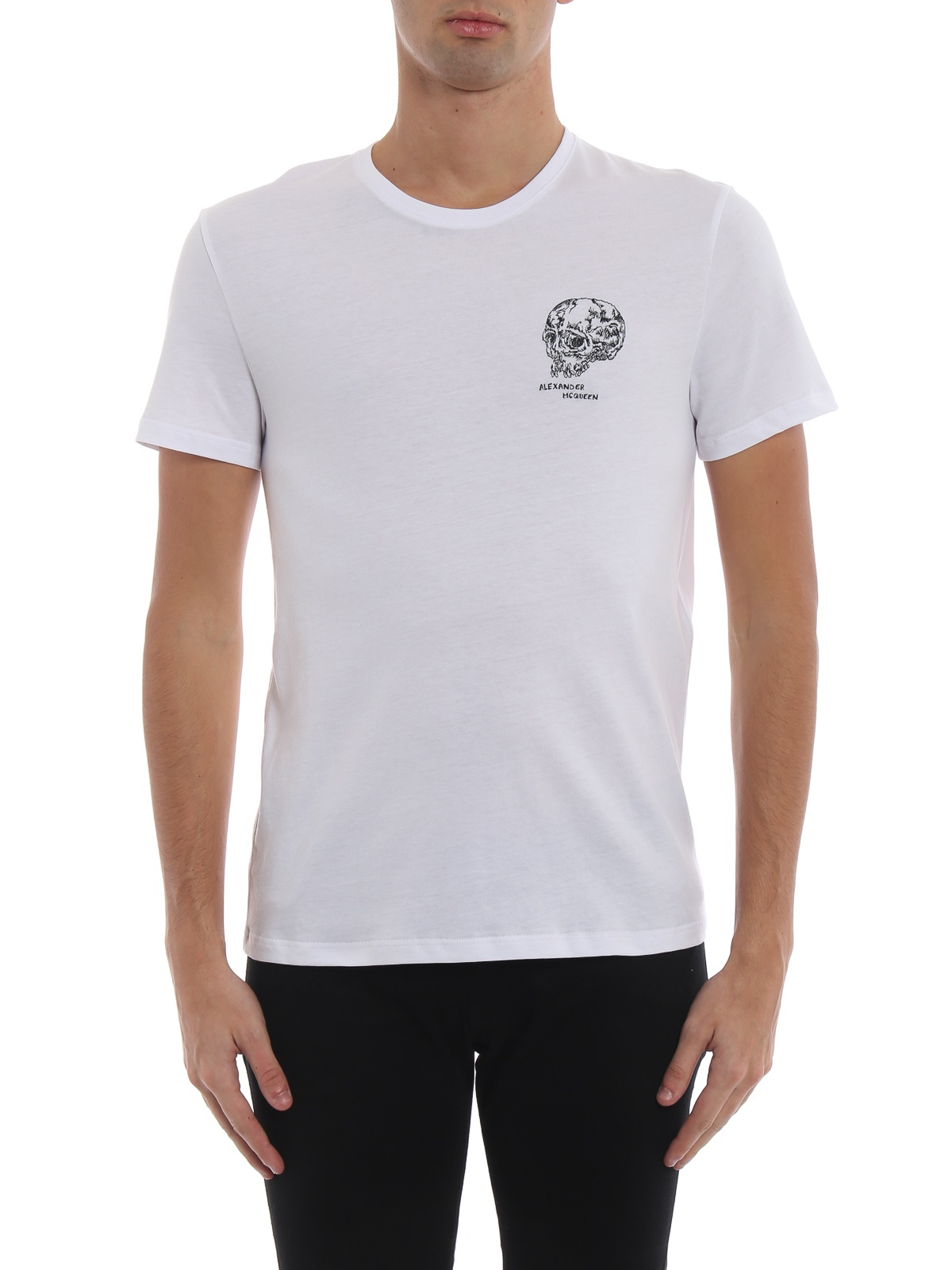 Alexander Mcqueen Printed T-shirts With Flowers And Skulls In White