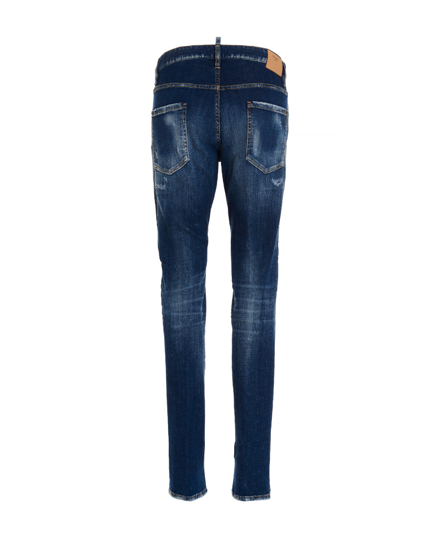 Shop Dsquared2 Distressed Straight Leg Jeans In Blue