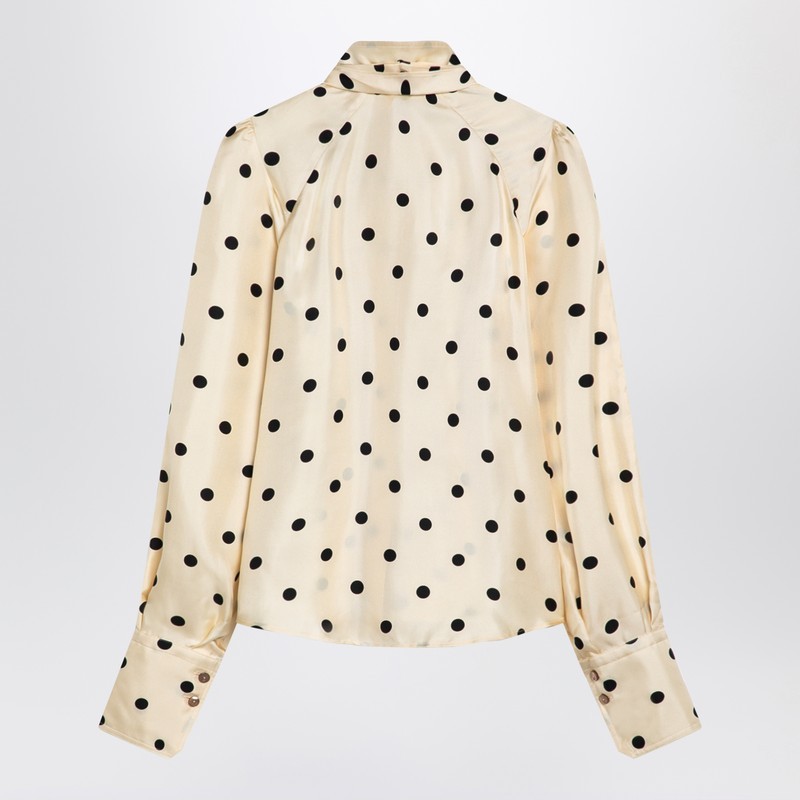 Patou Silk Blouse With Polka Dot Pattern And Bow In Yellow