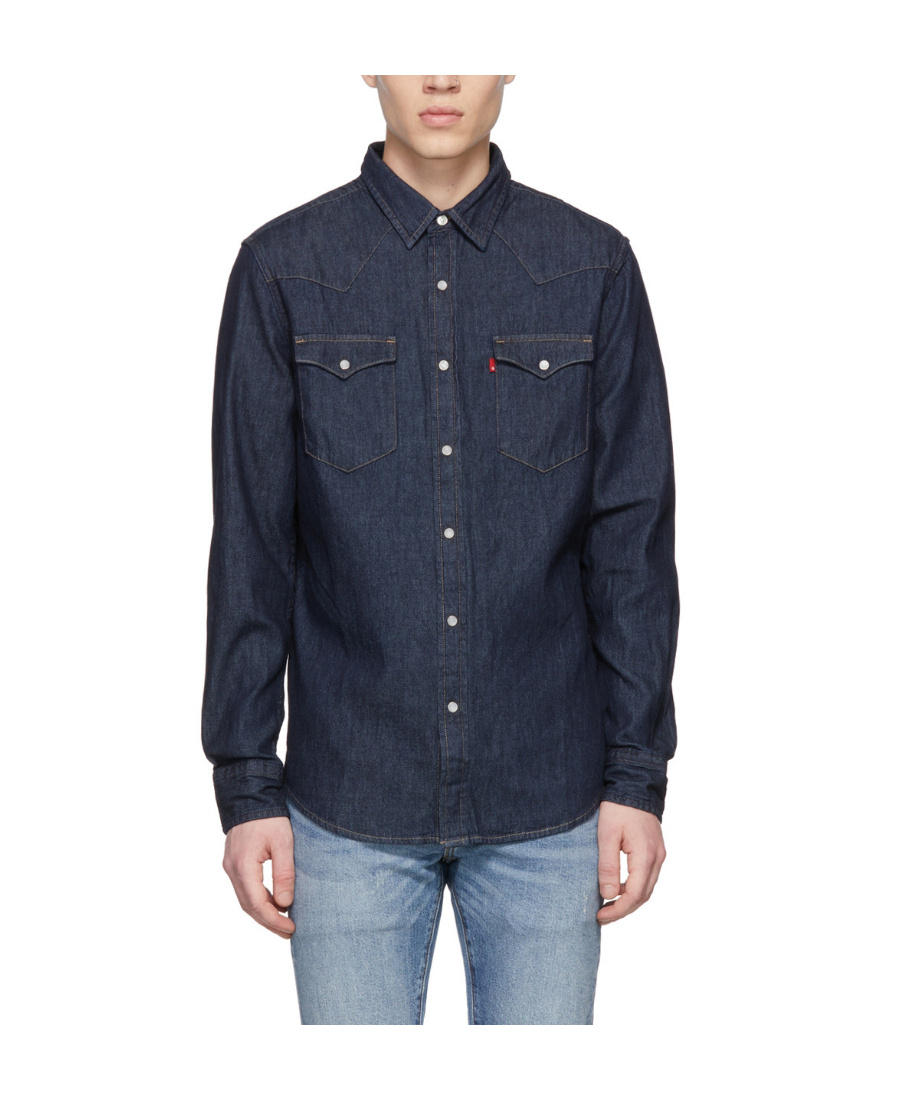 Levi's Logo Lapel Denim Coat In Black