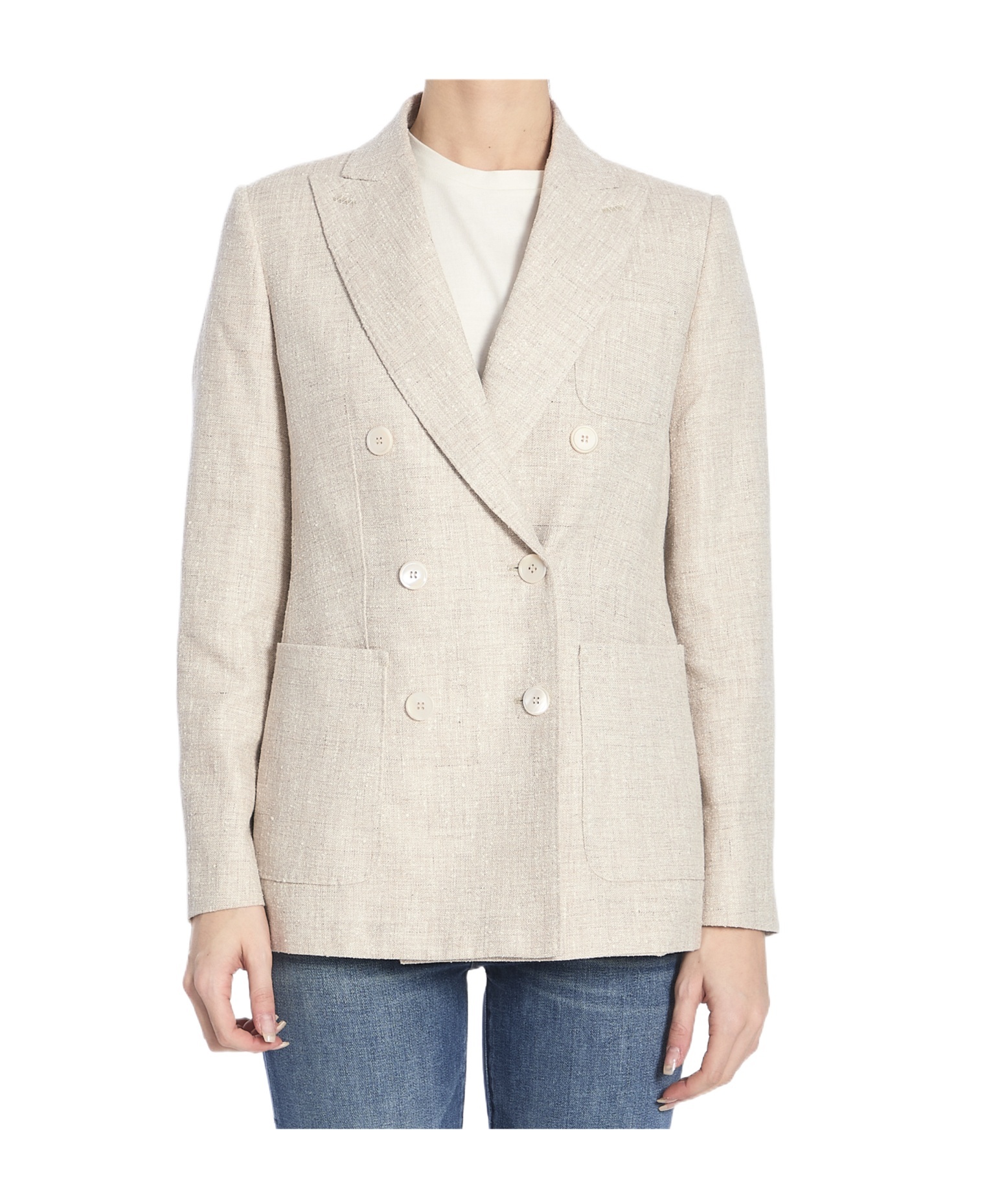 Max Mara Long-sleeved Suit Coat In White