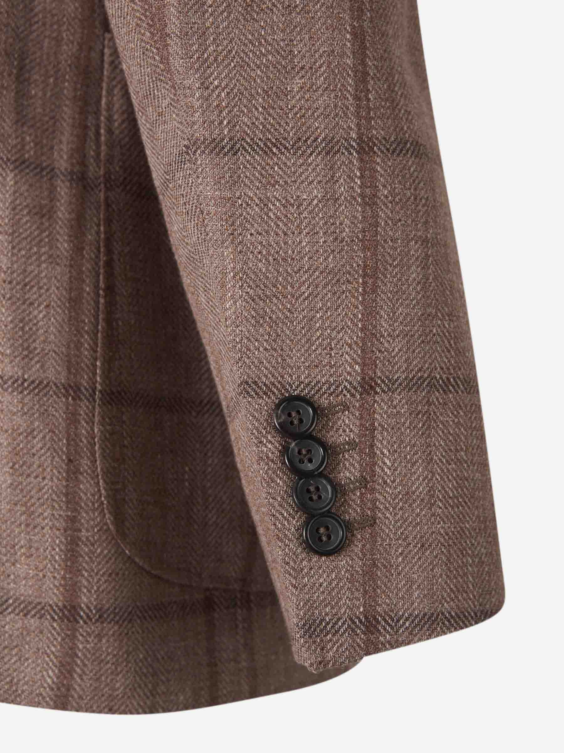 Canali Textured Check Pattern Jacket In Brown