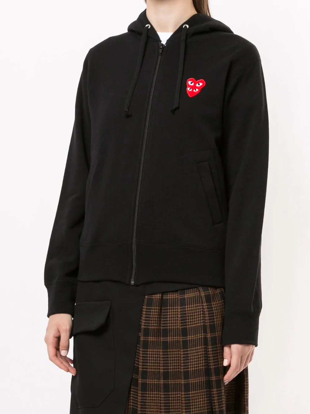 Comme Des Garçons Play Heart Motif Zip Hoodie In Black