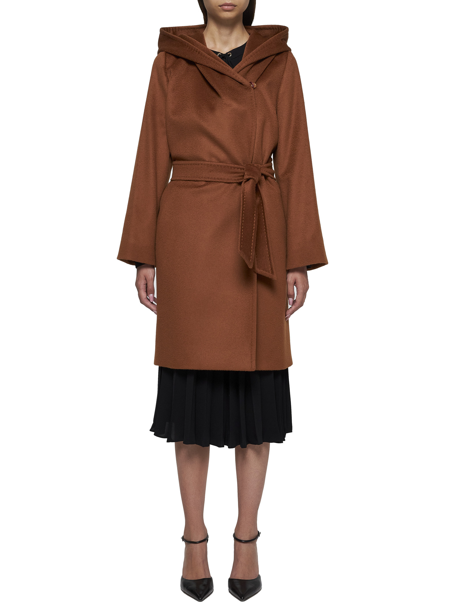 Max Mara Long-sleeved Coat In Brown