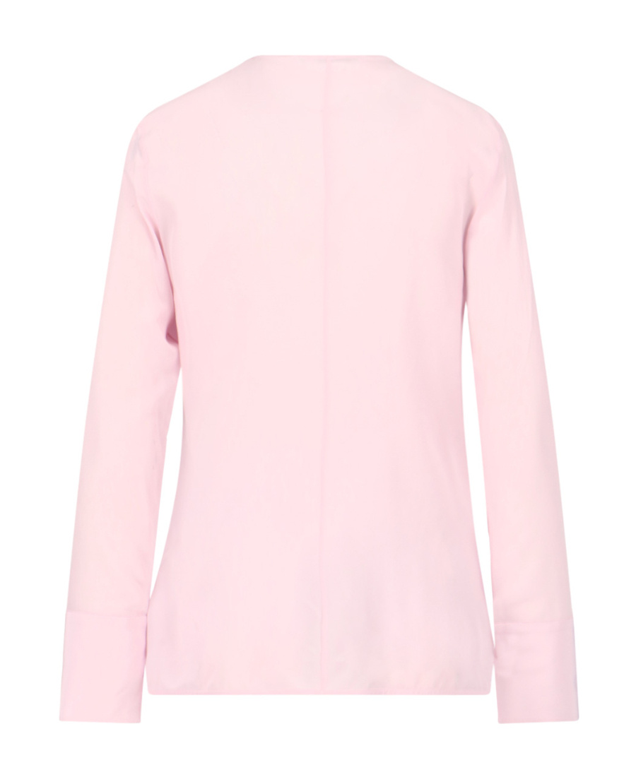 Shop Victoria Beckham Ruffle Detailed Long-sleeved Blouse In Pink