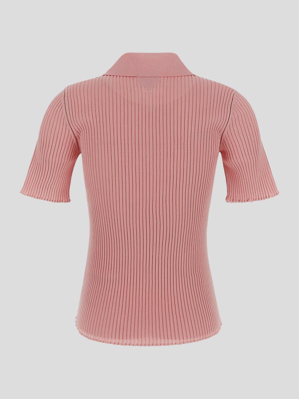 Bottega Veneta Ribbed Polo Top In Pink